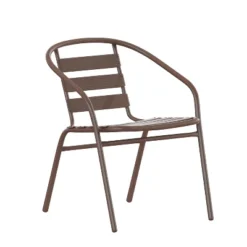 Emma And Oliver Metal Restaurant Dining Stack Chair With Aluminum Slats -Emma And Oliver GUEST 6ab5a586 db08 4421 b46f b1bda61b30ae