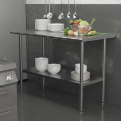 Emma And Oliver Under Shelf For Kitchen Prep And Work Tables - Adjustable Galvanized Lower Shelf For Stainless Steel Tables