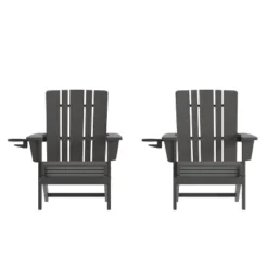 Emma And Oliver Set Of 2 Adirondack Chairs With Cup Holders, Weather Resistant HDPE Adirondack Chairs -Emma And Oliver GUEST 6b8a8e23 afce 4154 b656 53922dcda4d6