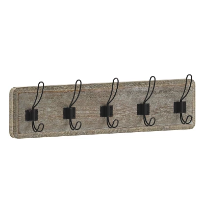 Emma And Oliver Rustic Wall Hanging Storage Rack With 5 Hooks For Entryway, Kitchen, Bathroom And More 13 Emma And Oliver Rustic Wall Hanging Storage Rack With 5 Hooks For Entryway, Kitchen, Bathroom And More - Image 13
