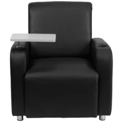 Emma And Oliver Leather Guest Chair With Tablet Arm, Chrome Legs And Cup Holder -Emma And Oliver GUEST 6bb81973 6535 4ce4 b695 4027df3d7ac4