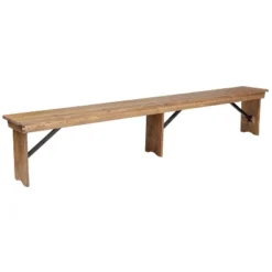 Emma And Oliver 8' X 12" Antique Rustic Solid Pine Folding Farm Bench - Portable Bench -Emma And Oliver GUEST 6bfebc4c 92ed 4e58 b81e c6ad46a9b7bb