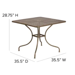 Emma And Oliver Commercial Grade 35.5" Indoor-Outdoor Steel Patio Table With Umbrella Hole -Emma And Oliver GUEST 6c35c0d2 cbcb 4653 9b2d 09c5ecec9fbd
