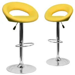 Emma And Oliver 2 Pack Contemporary Vinyl Rounded Orbit-Style Back Adjustable Height Barstool With Chrome Base -Emma And Oliver GUEST 6c96efa9 9b9d 449e bf65 0bb755468115