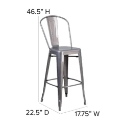 Emma And Oliver 30"H Clear Coated Indoor Counter Height Stool With Back -Emma And Oliver GUEST 6c98d1f4 8616 40eb b755 44689e7cde28