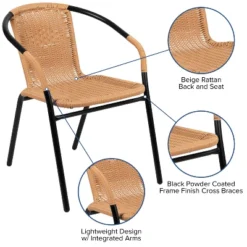 Emma And Oliver 2 Pack Rattan Indoor-Outdoor Restaurant Stack Chair With Curved Back -Emma And Oliver GUEST 6d01a594 6309 4deb 896b 5056fa9900f9