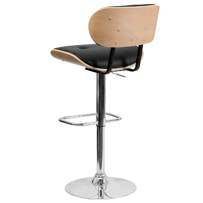 Emma And Oliver Bentwood Adjustable Height Barstool With Button Tufted Upholstery 6 Emma And Oliver Bentwood Adjustable Height Barstool With Button Tufted Upholstery - Image 6