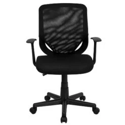 Emma And Oliver Mid-Back Black Mesh Tapered Back Swivel Task Office Chair With T-Arms -Emma And Oliver GUEST 6db73d9e b45c 482b a4c5 e0c50a1c6b88