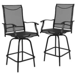 Emma And Oliver Patio Bar Height Stools Set Of 2, All-Weather Textilene Swivel Stools -Emma And Oliver GUEST 6eb25b71 dafe 4b9b 91e8 1e57fbd550a2