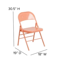 Emma And Oliver 2 Pack Sedona Coral Triple Braced & Double Hinged Metal Folding Chair -Emma And Oliver GUEST 6ed2d863 556f 4ec3 a6e3 45ab8ac38514