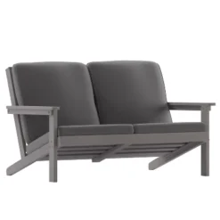 Emma And Oliver All-Weather Polyresin Adirondack Loveseat With Deep Seat And Comfortable Back & Seat Cushions -Emma And Oliver GUEST 6f582125 0578 48bf 858f b2663e64c327