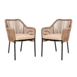 Emma And Oliver Woven All-Weather Outdoor Two-Piece Club Chair Set With Coordinating Cushions For Porch, Backyard And Patio -Emma And Oliver GUEST 6f64f9b1 4522 4623 bd3f b895c8aeedef