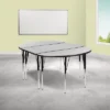 Emma And Oliver 3 Piece 76" Oval Wave Collaborative Grey Adjustable Activity Table Set