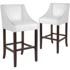 Emma And Oliver 2 Pk. 30" High Transitional Walnut Barstool With Accent Nail Trim 8 Emma And Oliver 2 Pk. 30" High Transitional Walnut Barstool With Accent Nail Trim -Emma And Oliver GUEST 703ba4ac ac4c 453a a99d 064ab036e785