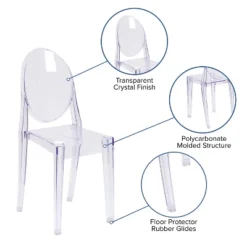 Emma And Oliver 4 Pack Ghost Side Chair In Transparent Crystal Stack Chair - Event & Accent Chair -Emma And Oliver GUEST 70711f6a 4eb6 4c2f afdd be02193fb6a5