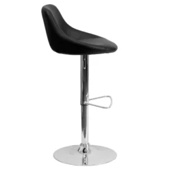 Emma And Oliver 2 Pack Contemporary Black Vinyl Bucket Seat Adjustable Height Barstool-Chrome Base -Emma And Oliver GUEST 70c85696 733d 444c a11a eb1c11e97a09