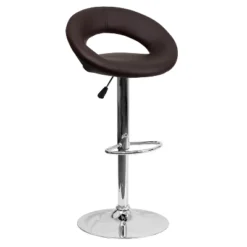 Emma And Oliver 2 Pack Contemporary Vinyl Rounded Orbit-Style Back Adjustable Height Barstool With Chrome Base -Emma And Oliver GUEST 70d846f7 fb3c 40a6 b6f1 bedfc0db80b9