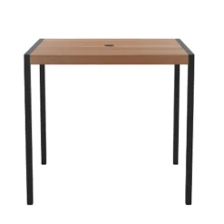 Emma And Oliver 35" Square All-Weather Faux Teak Patio Dining Table With Steel Frame - Seats 4 -Emma And Oliver GUEST 7141ed5a a458 47dc a3d5 43257591b373