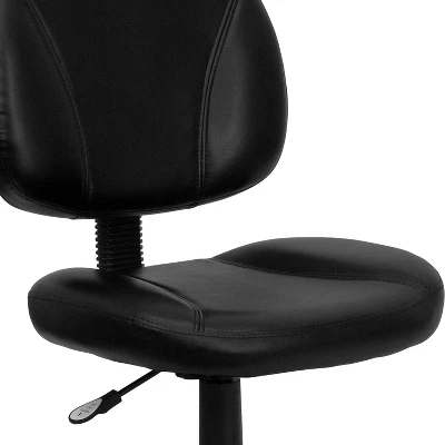 Emma And Oliver Mid-Back Black LeatherSoft Ergonomic Task Office Chair - Back Depth Adjustment 4 Emma And Oliver Mid-Back Black LeatherSoft Ergonomic Task Office Chair - Back Depth Adjustment - Image 4