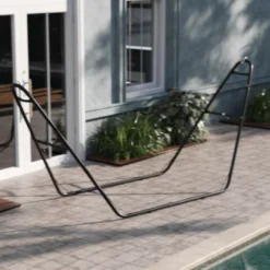 Emma And Oliver Black 550 Lbs. Capacity Heavy Duty Steel Two Person Hammock Stand For Hammocks 9 To 14 Feet Long -Emma And Oliver GUEST 715e103c fec1 4532 bfe8 ff1ccb137a6b