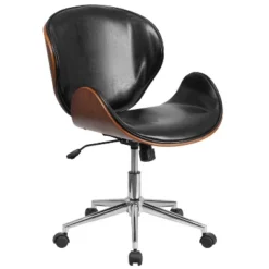 Emma And Oliver Mid-Back Wood Conference Office Chair With Leather Seat -Emma And Oliver GUEST 7275baee f6cf 4462 b1e5 ad07377e5387