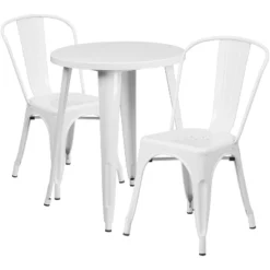 Emma And Oliver Commercial Grade 24" Round Metal Indoor-Outdoor Table Set With 2 Cafe Chairs -Emma And Oliver GUEST 72dd4a8a 70b9 43ca b43b 57c35be4ba43
