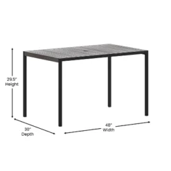 Emma And Oliver All-Weather Faux Teak Patio Dining Table With Steel Frame - Seats 4 -Emma And Oliver GUEST 73718cc8 5415 4fc4 bbd7 3f010293a4bd