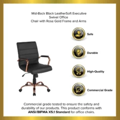 Emma And Oliver Mid-Back Executive Swivel Office Chair With Metal Frame And Arms -Emma And Oliver GUEST 73aae0da c3ca 46c8 991a 9f5ef43c9f9b