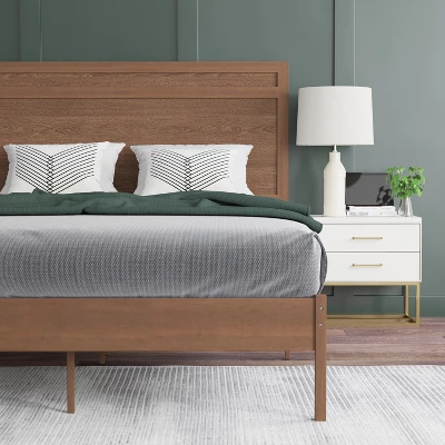 Emma And Oliver Classic Wooden Platform Bed With Headboard 2 Emma And Oliver Classic Wooden Platform Bed With Headboard - Image 2