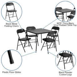 Emma And Oliver 5 Piece Folding Card Table And Chair Set -Emma And Oliver GUEST 74a053a9 059b 4b60 ac17 7e834d64b65f