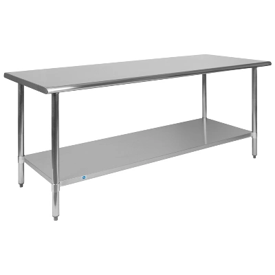 Emma And Oliver Stainless Steel 18 Gauge Prep And Work Table With Undershelf 10 Emma And Oliver Stainless Steel 18 Gauge Prep And Work Table With Undershelf - Image 10