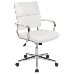 Emma And Oliver Mid-Back LeatherSoft Contemporary Panel Executive Swivel Office Chair -Emma And Oliver GUEST 74d0b96d 0718 4195 9fd2 0c00c35ec48d