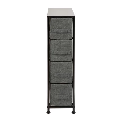 Emma And Oliver 4 Drawer Vertical Slim Storage Dresser-Wood Top & Fabric Pull Drawers 8 Emma And Oliver 4 Drawer Vertical Slim Storage Dresser-Wood Top & Fabric Pull Drawers - Image 8
