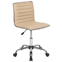 Emma And Oliver Low Back Designer Armless Ribbed Swivel Task Office Chair -Emma And Oliver GUEST 759c934d ed70 43b7 b454 ed58984d1c4a