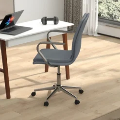 Emma And Oliver Modern Upholstered Mid-Back Home Office Chair With Arms And 5 Star Base -Emma And Oliver GUEST 75fc04c1 fcd1 4134 bd65 fc1b92bbef41