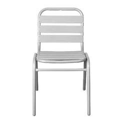 Emma And Oliver Aluminum Commercial Indoor-Outdoor Armless Restaurant Stack Chair With Triple Slat Back -Emma And Oliver GUEST 766204bb 75c9 47b4 9c22 74a8765d4875