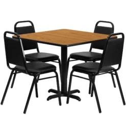 Emma And Oliver 36" Square Laminate X-Base Table Set With 4 Banquet Chairs -Emma And Oliver GUEST 768ff15d a949 45e6 bee7 035b10be4154
