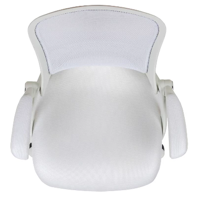 Emma And Oliver High Back White Mesh Ergonomic Office Chair With White Frame And Flip-up Arms 8 Emma And Oliver High Back White Mesh Ergonomic Office Chair With White Frame And Flip-up Arms - Image 8