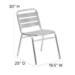 Emma And Oliver 4 Pack Commercial Aluminum Indoor-Outdoor Restaurant Stack Chair - Triple Slat Back -Emma And Oliver GUEST 76ff2e12 ce3e 4857 9784 e8e0393088d9