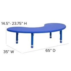 Emma And Oliver 35"W X 65"L Half-Moon Plastic Height Adjustable Activity Table -Emma And Oliver GUEST 7700d699 06c4 496c 99ed 5e2d2593c7e7