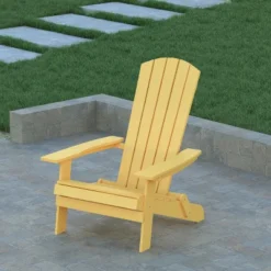 Emma And Oliver Set Of 2 Indoor/Outdoor Poly Resin Folding Adirondack Chairs, All-Weather Chairs For Porch, Patio, Or Sunroom -Emma And Oliver GUEST 7714af72 fe6c 4bfa 9ae3 6b3c0c8d4b15