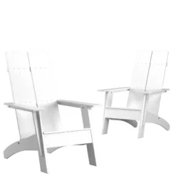 Emma And Oliver Set Of 2 Modern Dual Slat Back Indoor/Outdoor Adirondack Style Chairs -Emma And Oliver GUEST 77e36196 7a42 4aea af39 ead87d78b781