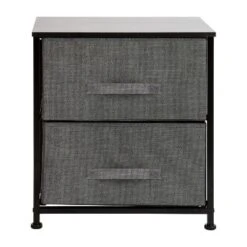Emma And Oliver 2 Drawer Storage Stand With Wood Top & Dark Fabric Pull Drawers -Emma And Oliver GUEST 77e6805d a81c 4465 9386 fe3d42c65d35