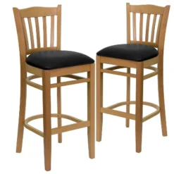 Emma And Oliver 2 Pack Vertical Slat Back Wooden Restaurant Barstool -Emma And Oliver GUEST 77ec504d ab44 496e b02f b1e59c0305a6