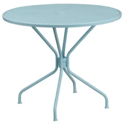 Emma And Oliver Commercial Grade 35.25" RD Indoor-Outdoor Steel Patio Table - Umbrella Hole -Emma And Oliver GUEST 78024bfa 371e 48f4 88db 83a3e4bc0988