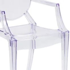 Emma And Oliver 4 Pack Oval Back Ghost Chair - Arms In Transparent Crystal - Stackable Side Chair -Emma And Oliver GUEST 788e4d59 c910 4efc 9631 85ed28c0557b