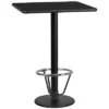 Emma And Oliver 30" Square Black Laminate Bar Table Top-18"RD Base/Foot Ring
