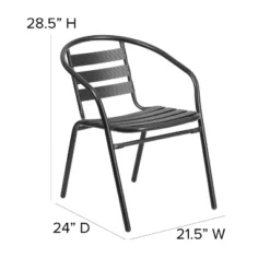 Emma And Oliver Metal Restaurant Dining Stack Chair With Aluminum Slats -Emma And Oliver GUEST 78f5d3a2 eaee 4093 a421 921b7c36ea6b