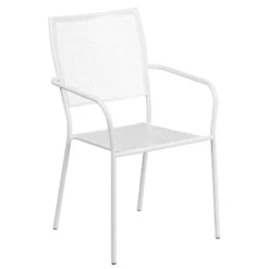 Emma And Oliver Commercial Grade Colorful Metal Patio Arm Chair With Square Back -Emma And Oliver GUEST 78f7f184 bf91 4aef ab03 fa21ce30192f
