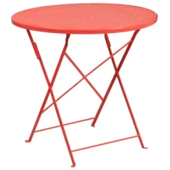 Emma And Oliver Commercial Grade 30" Round Colorful Metal Garden Patio Folding Patio Table -Emma And Oliver GUEST 790509ae b813 40e4 99e1 a882a7571cc4